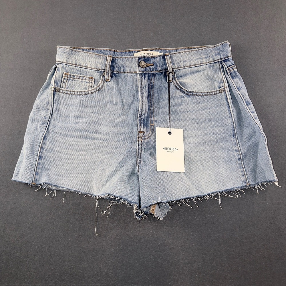 Hidden Los Angeles Ava High Rise A Line Denim Shorts Light Wash HD4314A-ML M